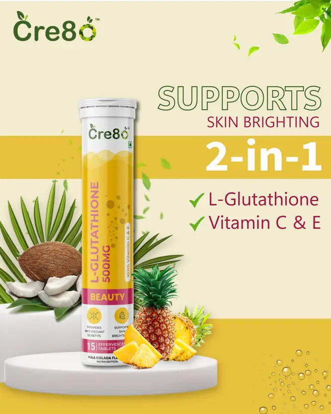 L-Glutathione 500mg Effervescent Tablets – With Vitamin C & E – 15 Tablets