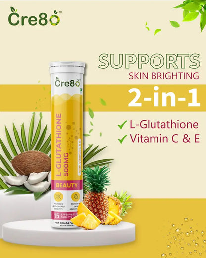 L-Glutathione 500mg Effervescent Tablets – With Vitamin C & E – 15 Tablets